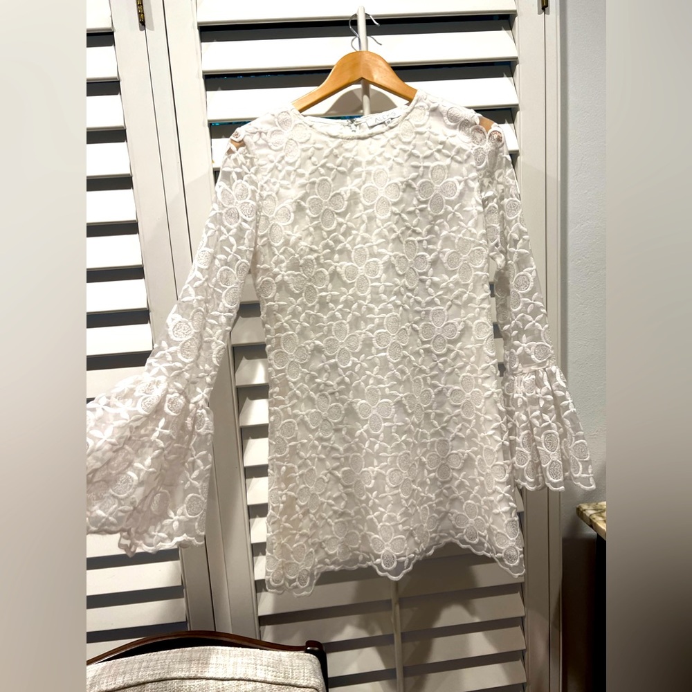 Alexis white embroidered long sleeve dress